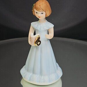 Enesco Growing Up Birthday Girls Figurine 6 Year Old Vintage 1982 Blonde Vintage